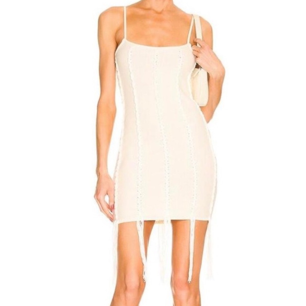 h:ours Cream Mini Dress with Spaghetti Straps